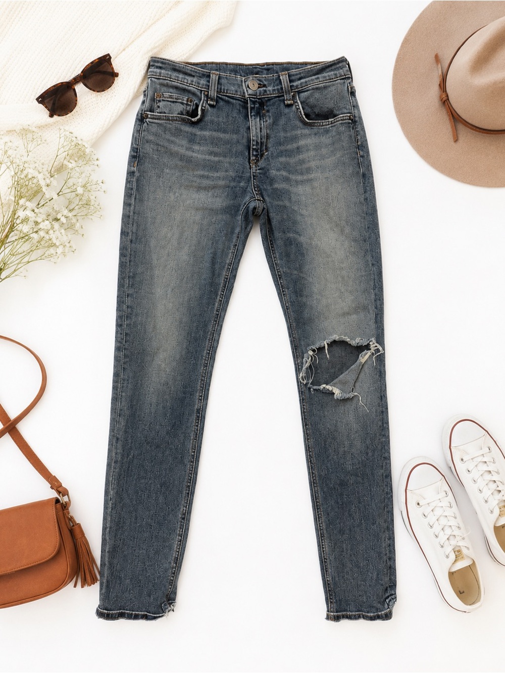 Rag & Bone Dre Skinny Jeans | Women’s Size 27 | Light Wash Distressed Designer D